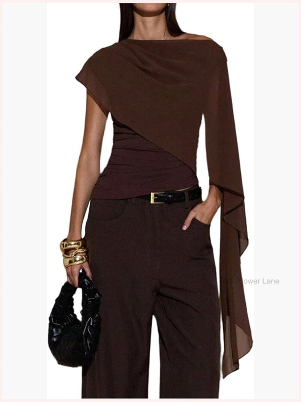 Off Shoulder Mesh Poncho Flowy Top Ruched Fitted Dressy Going Out Tee Shirt
